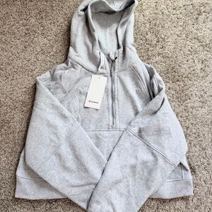 lululemon Athletic Light Gray Hooded Zip-Up Sweatshirt